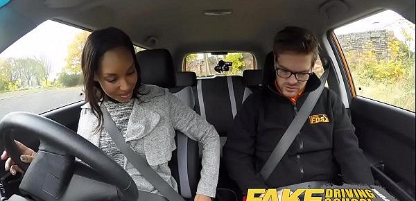  Fake Driving School nervous black teen filled up by her teacher in the car